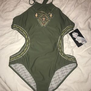 Navy green One Piece bathing suit